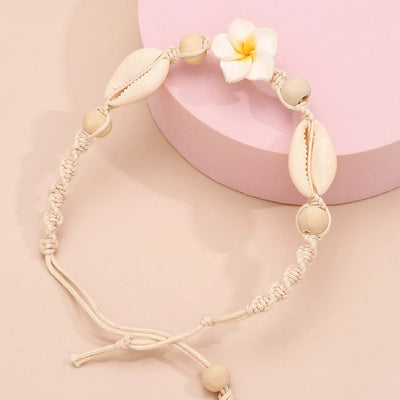 Bracelet de Cheville Bohème Coquillage Fleur Tissé pour Femmes