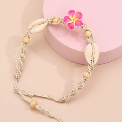 Bracelet de Cheville Bohème Coquillage Fleur Tissé pour Femmes